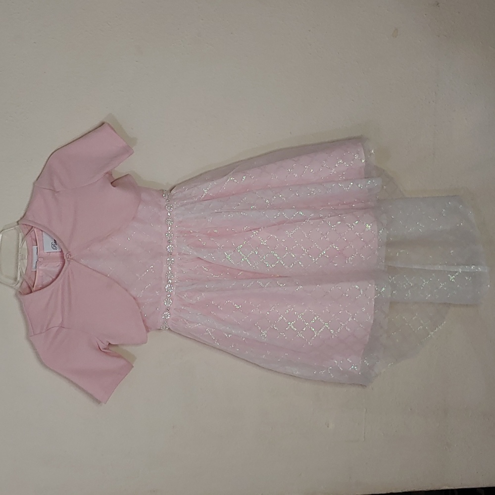 Rare Too Girls Size 7 Tank Style Multi Layers Dress with Cardigan